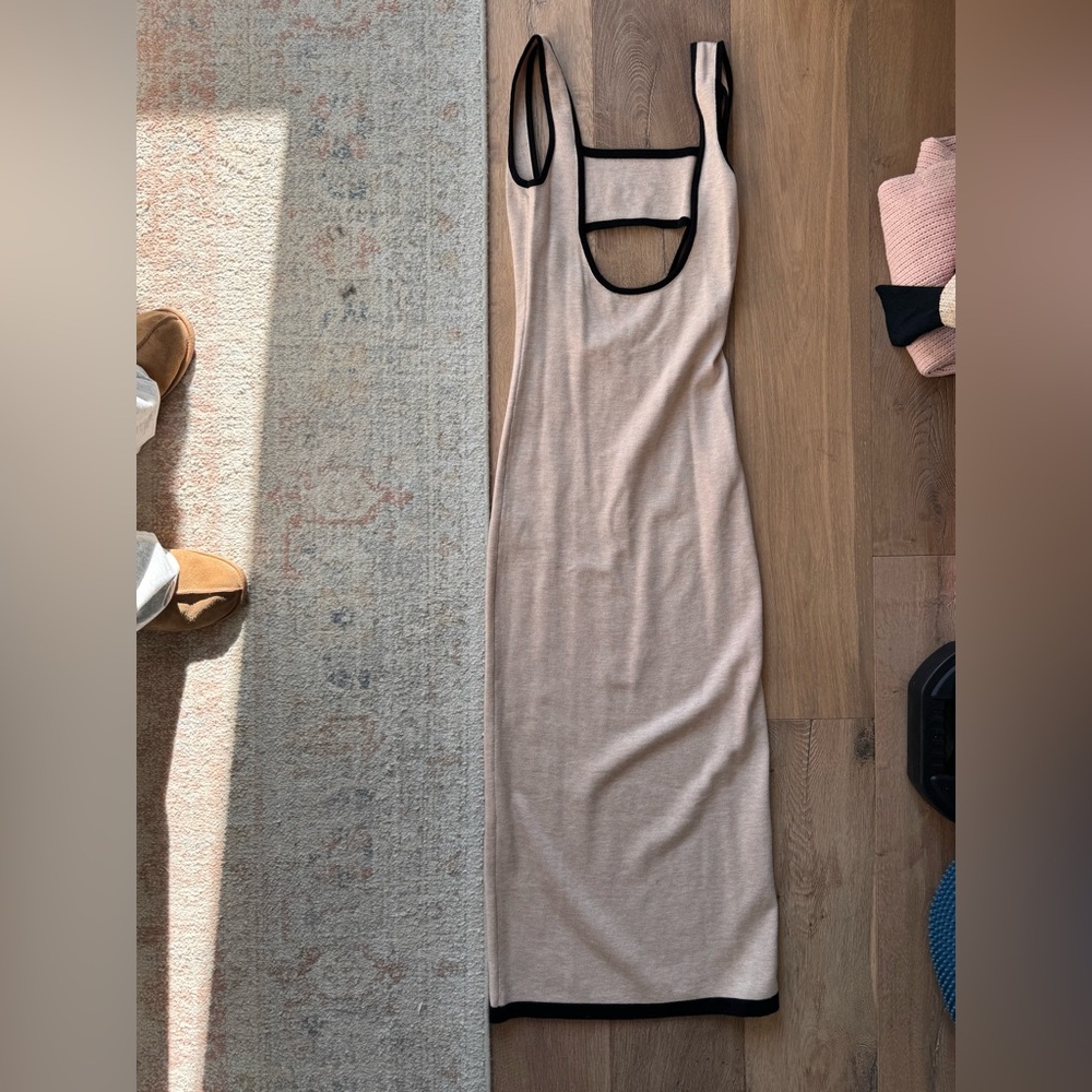 Peppermayo Beige and Black Backless Dress